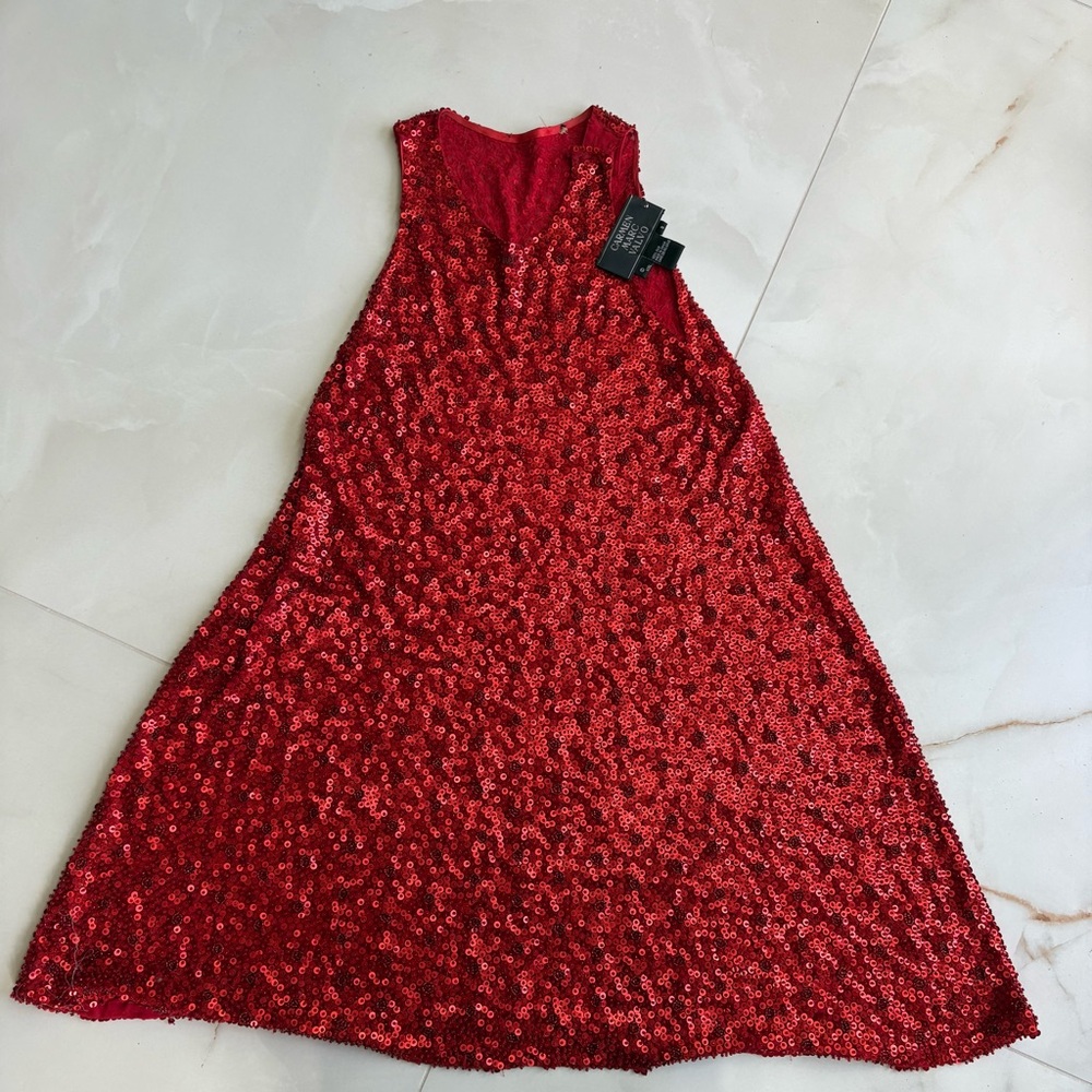 Carmen Marc Valvo Sequin Sleeveless Party Dress